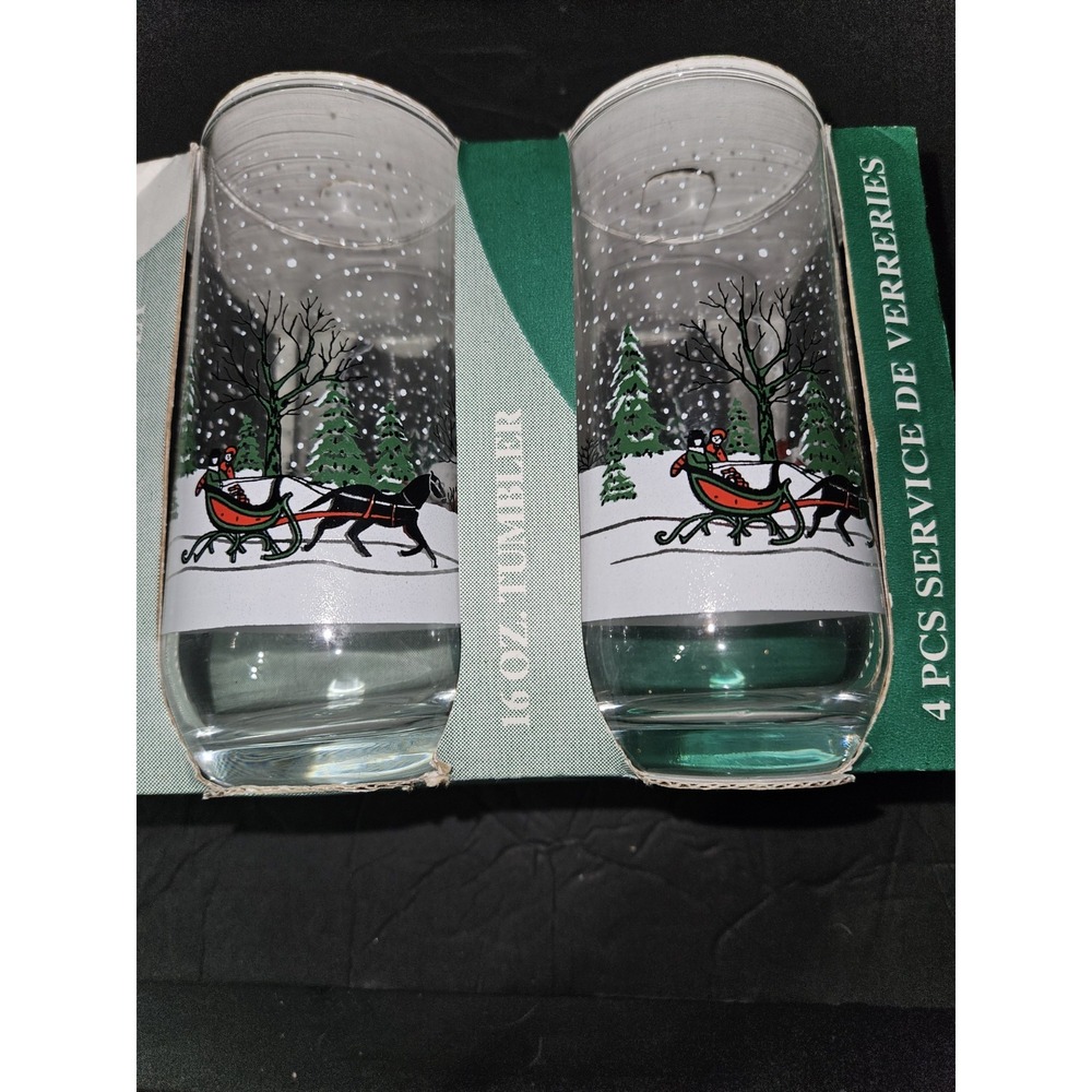 Bali‎ 4 Pc 16 Oz Tumbler Set Holiday Scene New